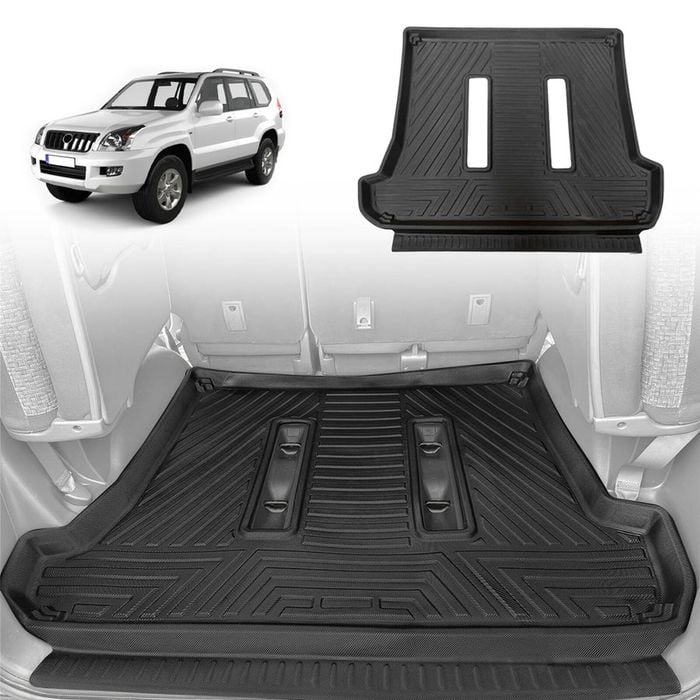 AUSGO Boot Liner for Toyota Land Cruiser Prado 120 Series 2003-2009 With Inner Rear Step Panel Covered Cargo Trunk Mat Boot Mat
