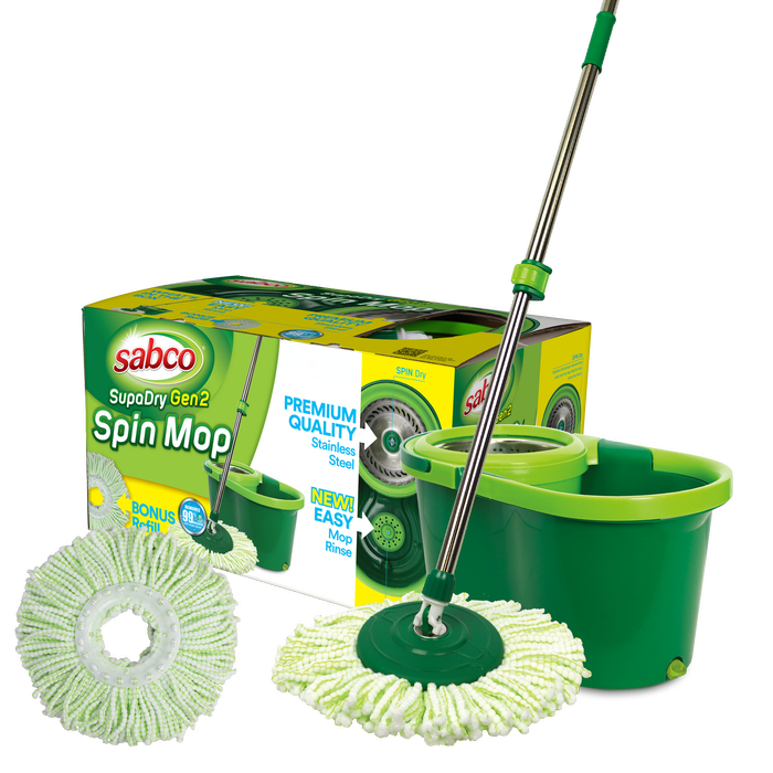 Sabco SupaDry Spin Mop and Bucket Gen2 with Bonus Refill.