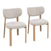 Nomi Natural Oak Look Upholstered Dining Chair - Beige Fabric (Set of 2)