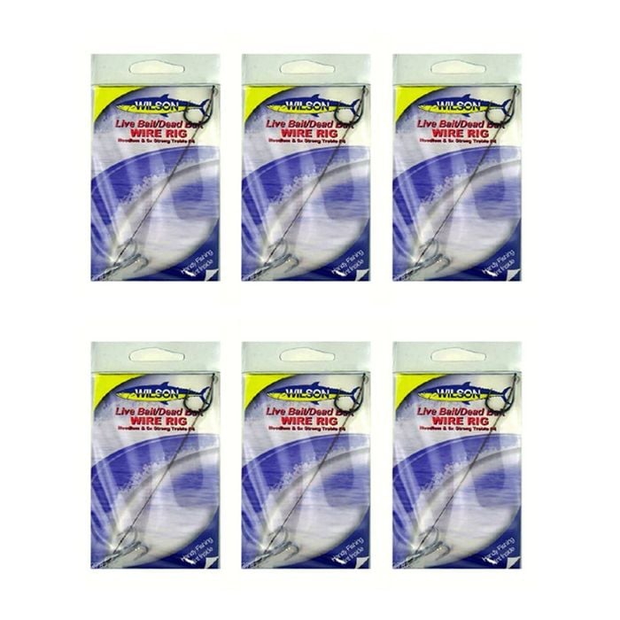 6x Wilson Live Bait/Dead Bait Wire Rig - #4 Treble & Hoodlum - 69lb Wire Trace
