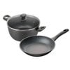 2pc Pyrostone 26cm Frypan/Casserole Pot/Frying Pan Cookware/Cooking Set Black