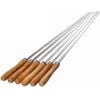 6 Pack Flat Blade Barbecue Shish Kebab Skewers of Stainless Steel with Wooden Handle