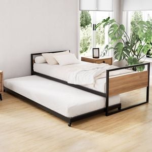 Artiss Trundle Bed Frame Daybed Single Size Base Metal Single Beds X2