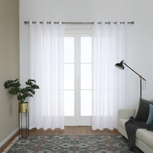 Windoware 180 x 223cm White Renzo Eyelet Sheer Curtain - 1 Pack - White ...