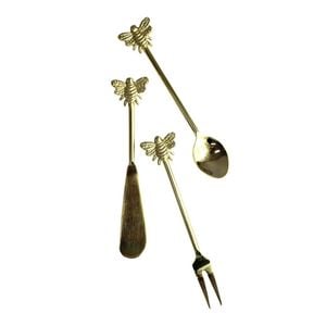 3pc LVD Charcuterie Brass Bee Server Spoon/Knife/Fork Set - Gold