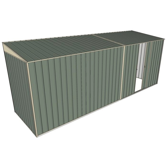 Build-a-Shed 1.5 x 5.2 x 2m Single Sliding Side Door Skillion Shed - Green