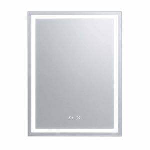 P&P Silver Rectangle LED Bathroom Mirror With Anti-Fog Touch Control 600x800mm