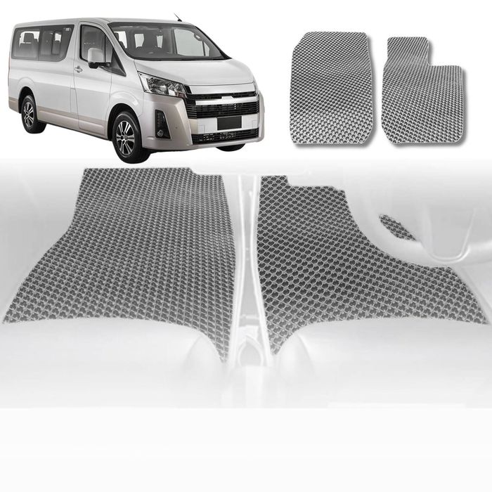 6D Diamond Car Floor Mats for Toyota Hiace Van 2019-Current-Front Set-Grey-Outback GT