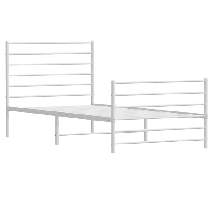 vidaXL Bed Frame Bed Base with Headboard and Footboard White King Single Size