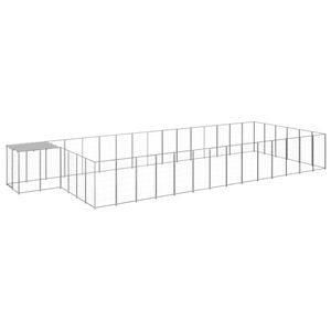 vidaXL Dog Kennel Silver 26.62 m² Steel Outdoor Puppy Enclosure Dog Cage House