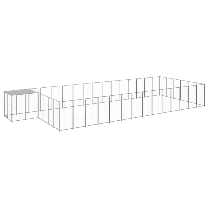 vidaXL Dog Kennel Silver 26.62 m² Steel Outdoor Puppy Enclosure Dog Cage House