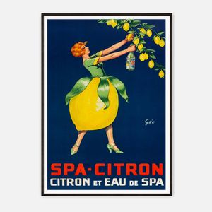 Galrie Vintage SpaCitron Lemon Drink Poster Art by Géo French Advertisement, Black Frame, 50 x 70cm (20 x 28inch)