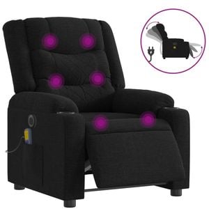 vidaXL Electric Massage Recliner Chair Office Armchair Single Sofa Black Fabric