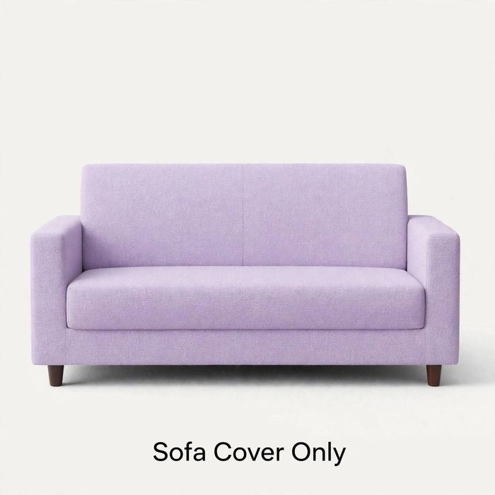 Anyhouz 4 Seater Sofa Cover Plain Light Purple Style And Protection For Living Room Sofa Chair Elastic Stretchable Slipcover