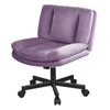 Alfordson Armless Office Desk Chair Mid Back Wide Seat W/ Wheels Velvet Purple