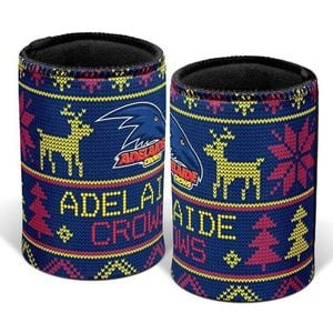 AFL Christmas Stubby Cooler - Adelaide Crows - Rubber Base - XMAS