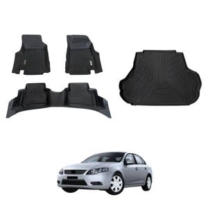 AUSGO Floor Mats & Boot Liner Set for Ford Falcon FG ecoLPi Series 2008-2014 Car Floor Liners Cargo Mat