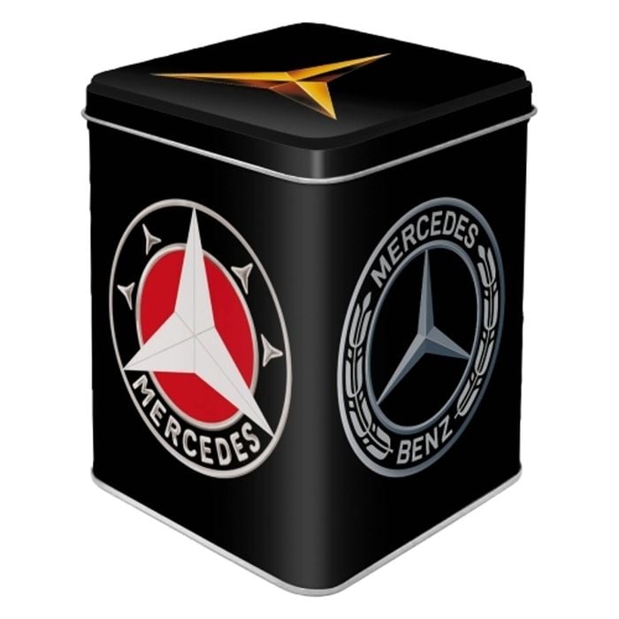 Nostalgic Art 7.5x9.5cm Tea Storage Tin Mercedes-Benz Logo Evolution Container