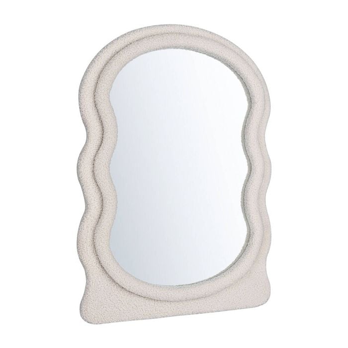 Furb Wall Mirror Irregular Makeup Vanity Mirror Fabric Frame Home Decor 60X80cm