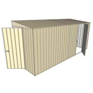 Build-a-Shed 1.5 x 4.5 x 2m Hinged Door Tunnel Shed With Hinged Side Door - Cream