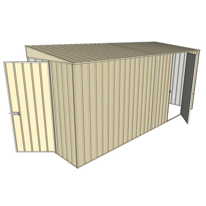 Build-a-Shed 1.5 x 4.5 x 2m Hinged Door Tunnel Shed With Hinged Side Door - Cream