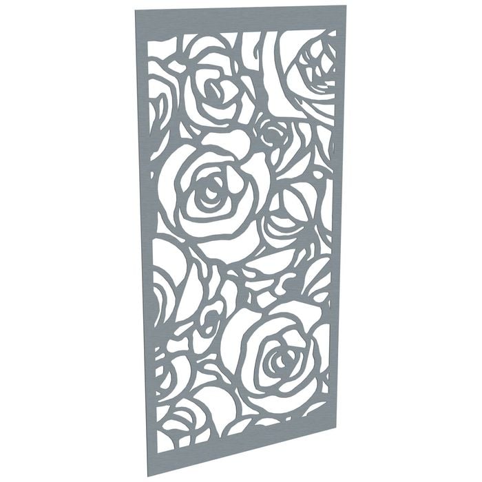 ProtectorAl 300-1200w x 1201-2400h Silver Brushed/Gloss White Roses Unframed Composite Deco Panel