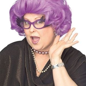 The Dame Edna Everidge Short Wavy Hair Wig Adult Costume Party Accessory Purple