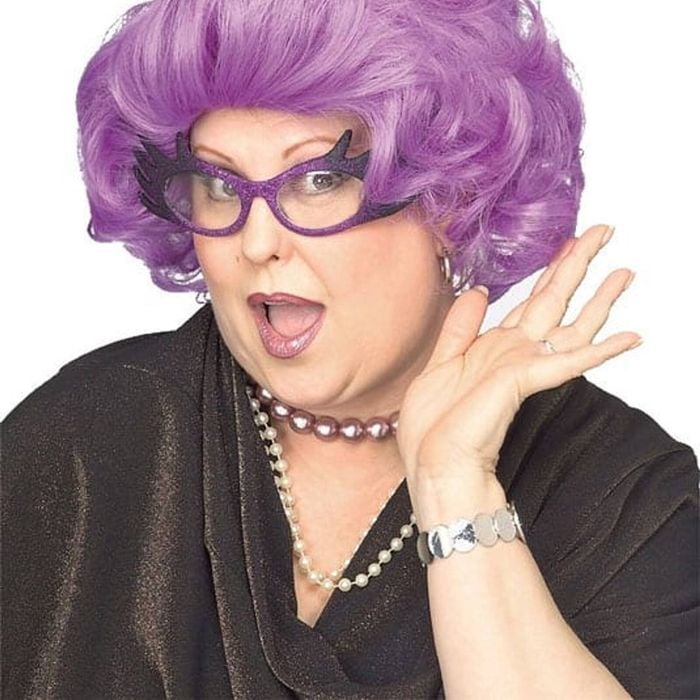 The Dame Edna Everidge Short Wavy Hair Wig Adult Costume Party Accessory Purple