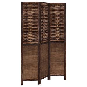 vidaXL Room Divider Privacy Screen 3 Panels Dark Brown Paulownia