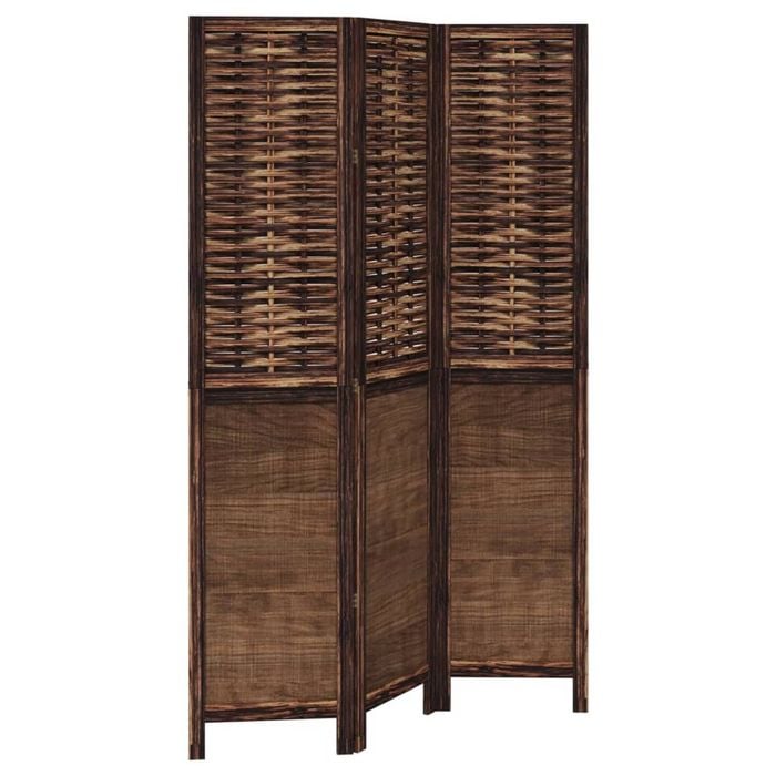 vidaXL Room Divider Privacy Screen 3 Panels Dark Brown Paulownia
