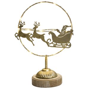 LVD Metal Santa Sleigh w/ Led Christmas Decoration Home Tabletop Decor Gold