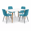 FORET 5pcs Dining Table Set 120cm White Table With 4 Velvet Chairs