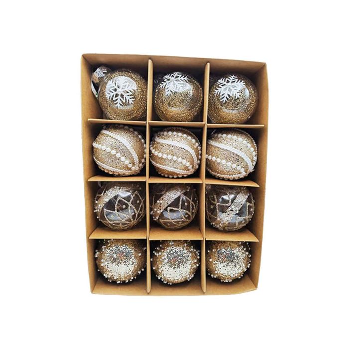 Catzon 12 Pcs Christmas Ornaments 7CM Shatterproof Hanging Pearl Balls for Holiday Party-Champagne