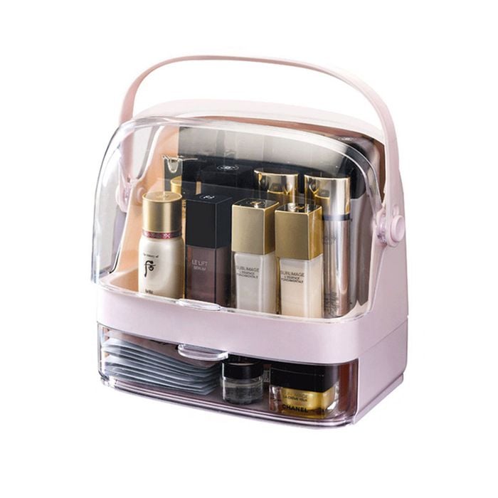 SOGA 2-Tier Pink Countertop Makeup Storage Organiser