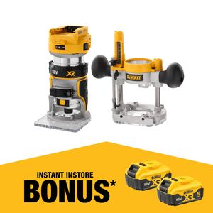 DeWalt 18V XR Li-ion Cordless Brushless 6.35mm (1/4") Laminate Trim Router With Plunge Base - Skin Only