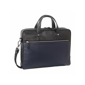 Pierre Cardin Pebbled Leather w/Perforated Design Computer Bag Black