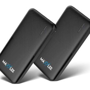 2x Black Maxxlee 10000mAh Power Bank Dual USB - Black | 10000mAh | 2 USB Output
