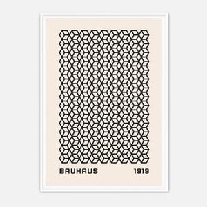 Galrie Bauhaus 1919 Geometric Art Print - Iconic Deco Masterpiece for Modern Interiors, White Frame, A0 84 x 119cm (33 x 47inch)