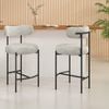 Set of 2 Polyester Bouclé Bar Stools Mixed Cream