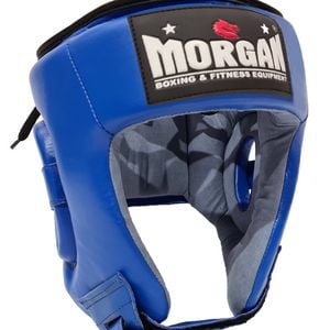 Morgan Platinum Open Face Leather  Head Guard [medium Blue]