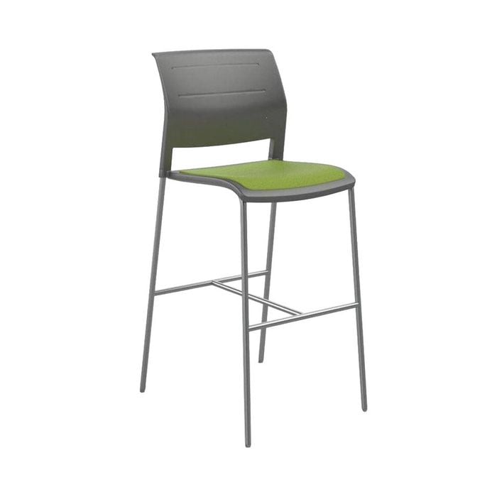 Olg Game Bar Stool Chrome Legs Charcoal Shell Lime Green Upholstered Seat Only