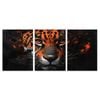 3pcs Abstract Predator in Vivid Orange Black Print 100% Australian Made 3 x 40x60cm (Metal Print)