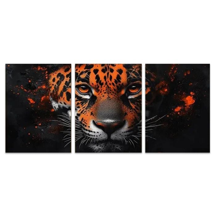 3pcs Abstract Predator in Vivid Orange Black Print 100% Australian Made 3 x 40x60cm (Metal Print)