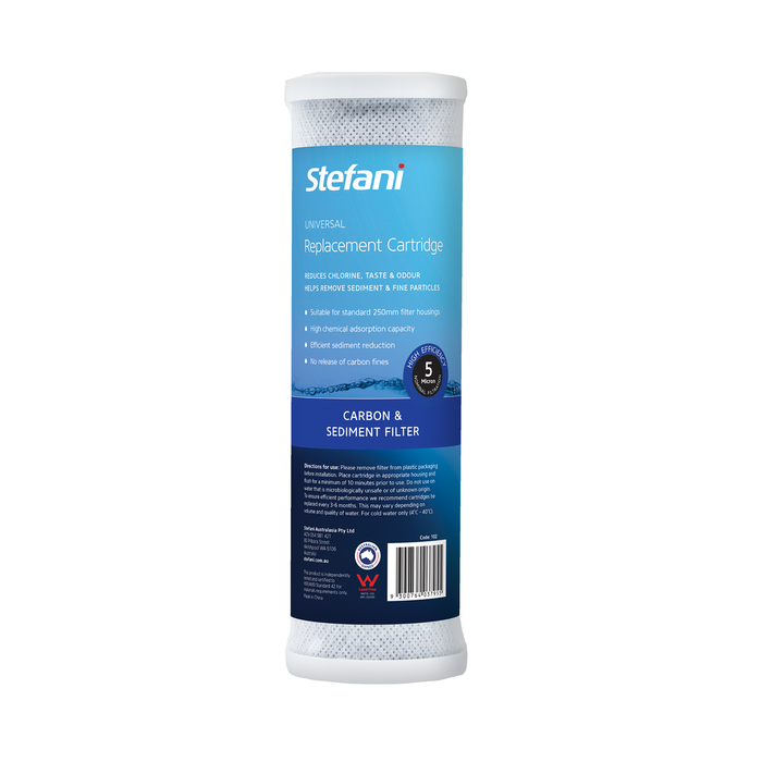 Stefani 250mm 5 Micron High Efficiency Universal Carbon Block Cartridge