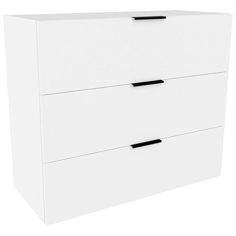 Lugna 768 x 900 x 380mm White 3 Drawer Storage Cabinet - White