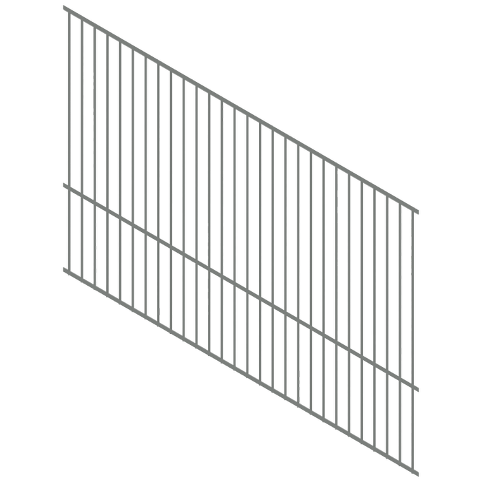 ProtectorAl 0350-1200W x 1200H Palladium Silver Flat Top Square Picket Pool Fence Panel Raked 16-30º