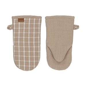 2pc Ladelle Hemingway Taupe Cotton Linen Oven Mitt Set Cookware Beige