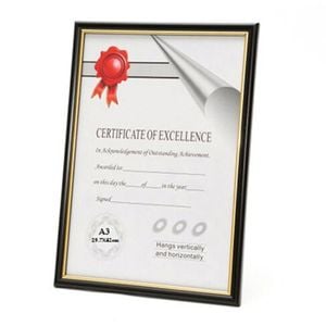 Unigift Certificate Glass Picture Photo Frame A3 29.7x42cm Black/Gold