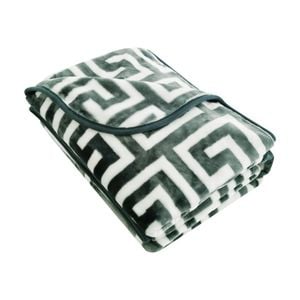 Cdsi Mink Blanket 400gsm King Greek Key Design Green 200x260cm
