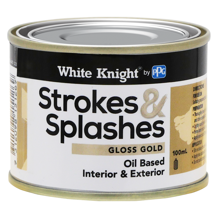 White Knight 100ml Gold Strokes And Splashes Paint - Gold